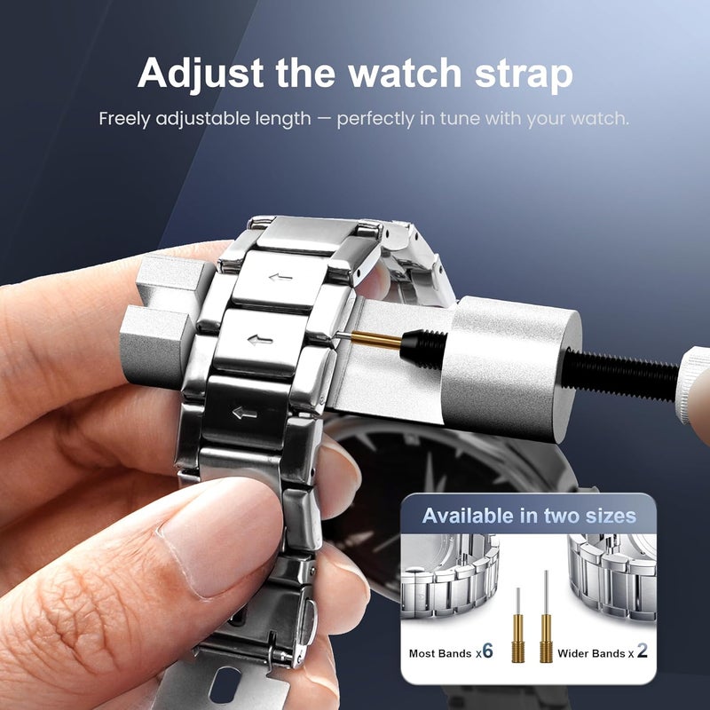 Jorest Watch Repair Tool Kit for Battery Replacement, Strap Adjustment Resizing, Watch Link Pin Remover, Watch Opening, Pry Knife Case Opener for Watch Back Removal, with Watch Hammer, Spring Bars - Image 5